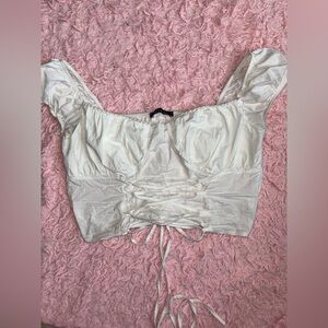 RIB CORSET DETAIL TIE FRONT CROP TOP